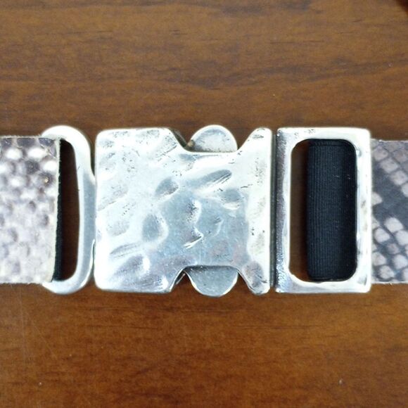 Suzi Roher Pieced Leather Snake Skin Elastic Belt, Vintage!
